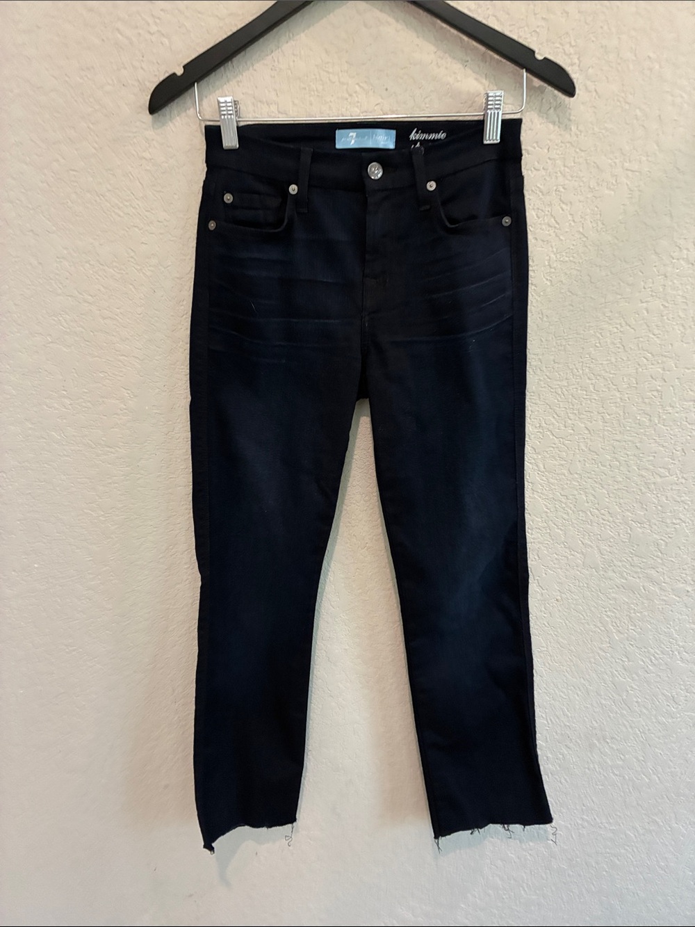 7 For All Mankind Dark Blue Cropped Ankle Jeans